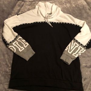 Tri-color cowl neck fleece sweatshirt